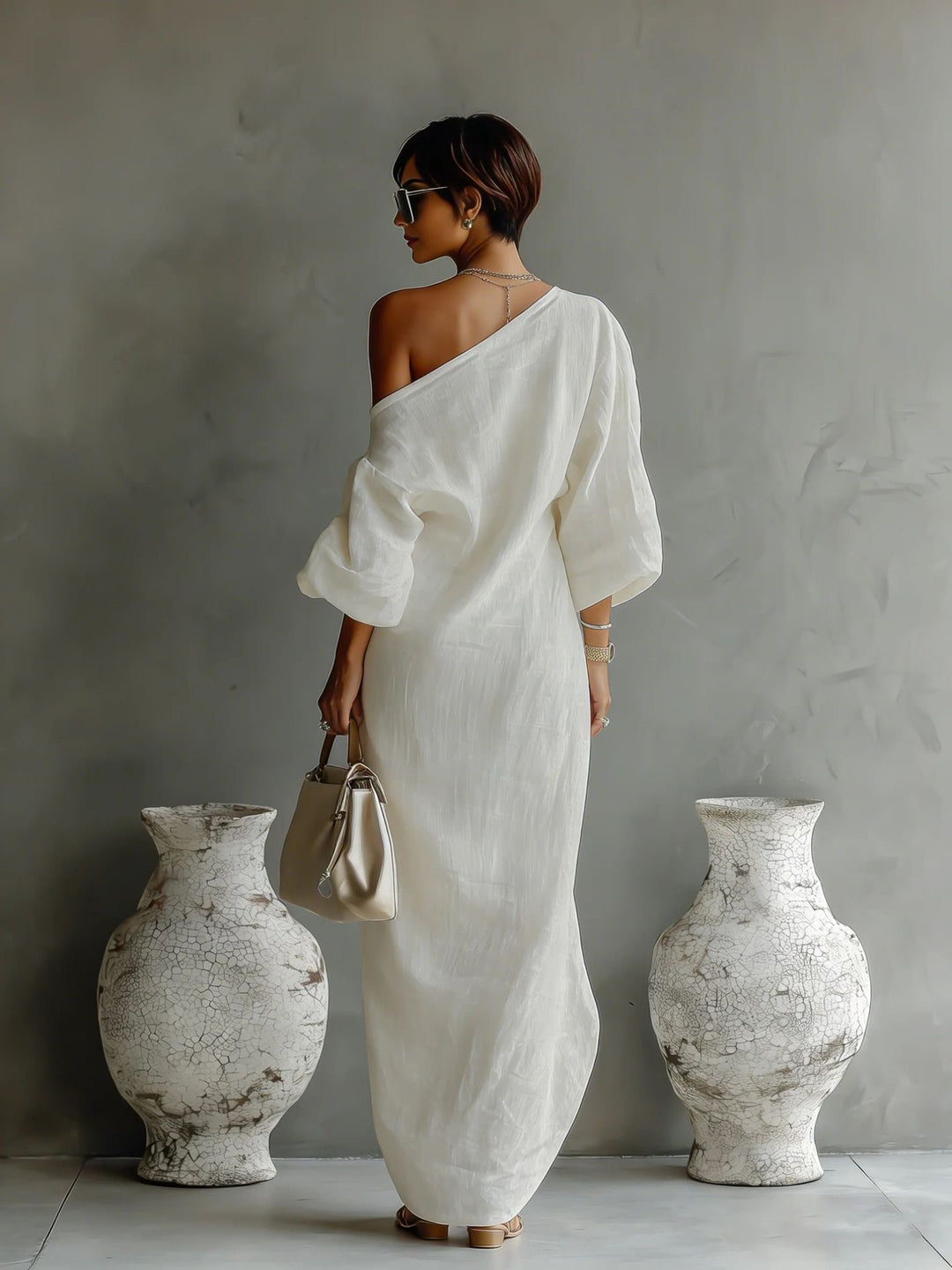 Danella | Abstract One-Shoulder Maxi Dress