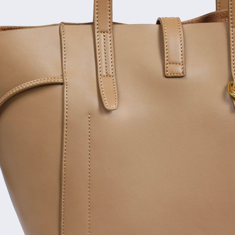 Genuine Leather Vintage Lock Buckle Tote Bag
