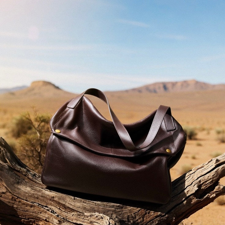 Retro Genuine Leather Soft Minimalist Tote Bag