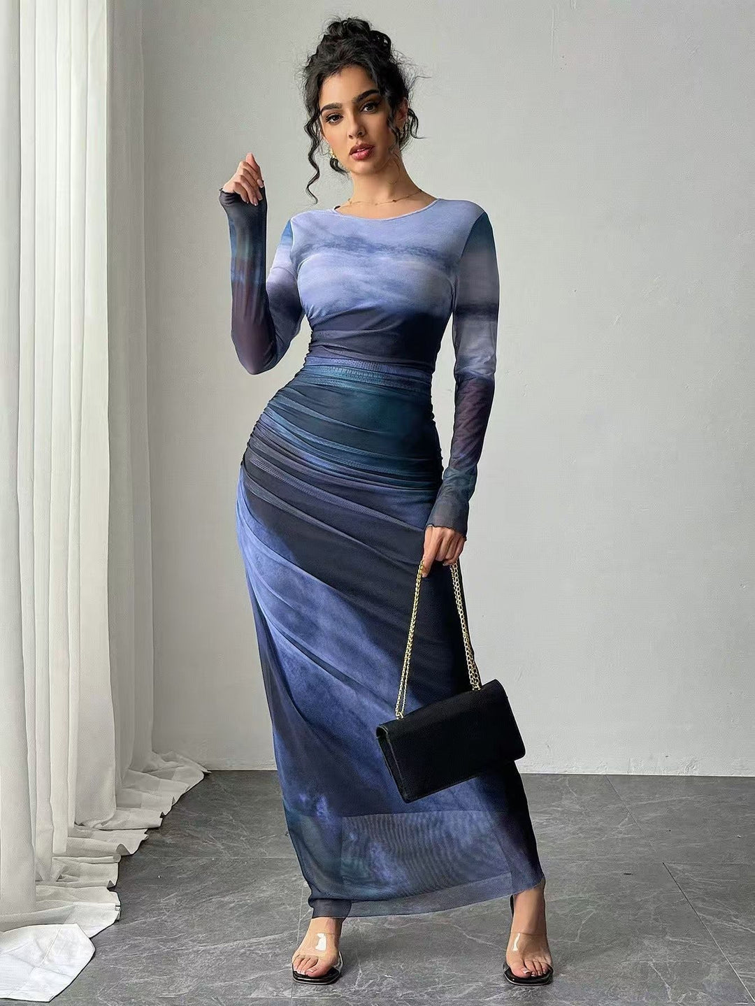 Tahlia | Printed Long Sleeve Maxi Dress