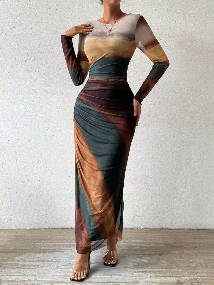 Tahlia | Printed Long Sleeve Maxi Dress