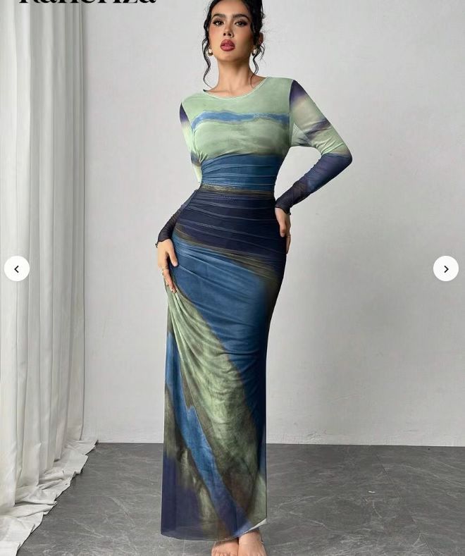 Tahlia | Printed Long Sleeve Maxi Dress