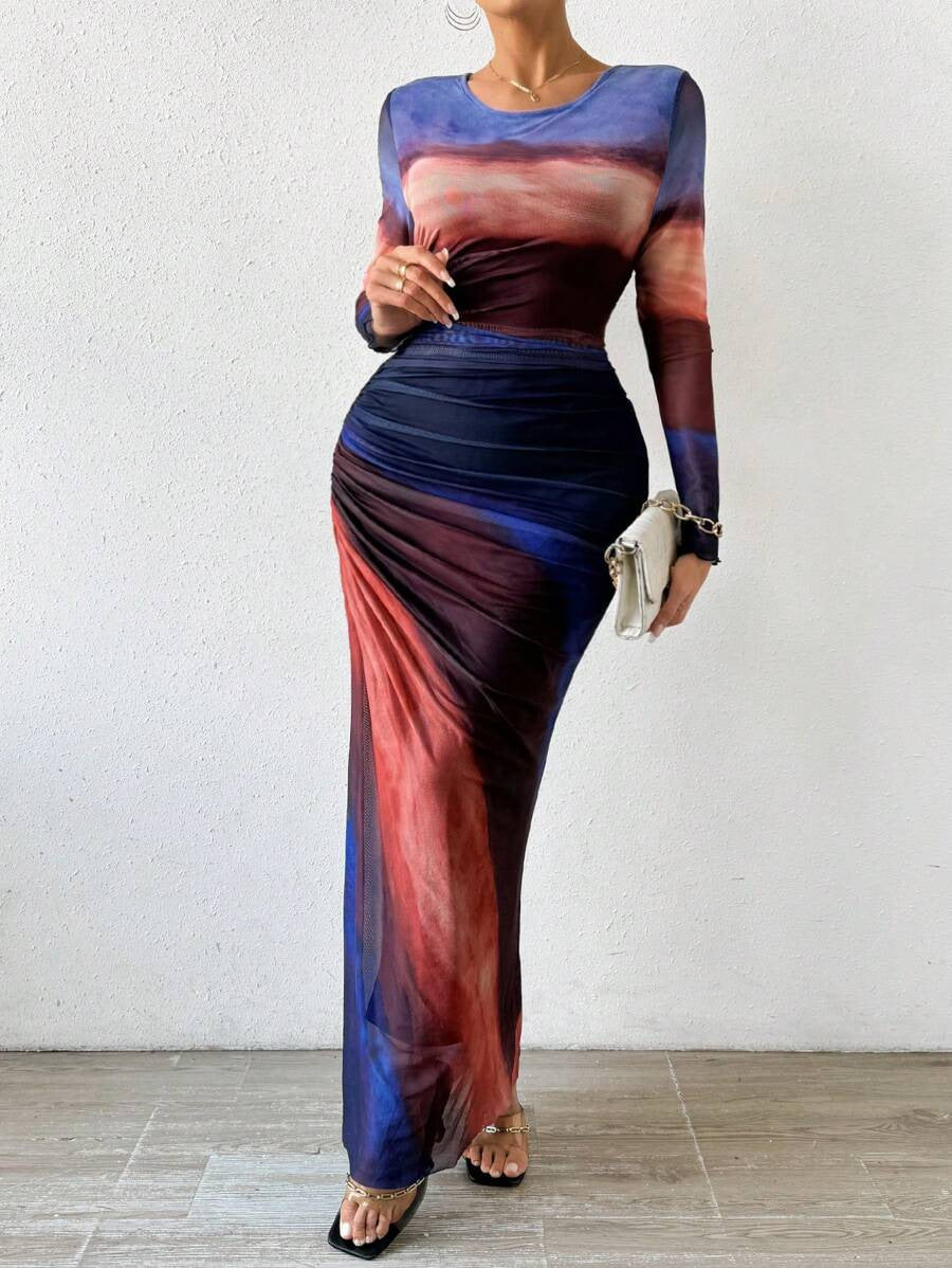 Tahlia | Printed Long Sleeve Maxi Dress
