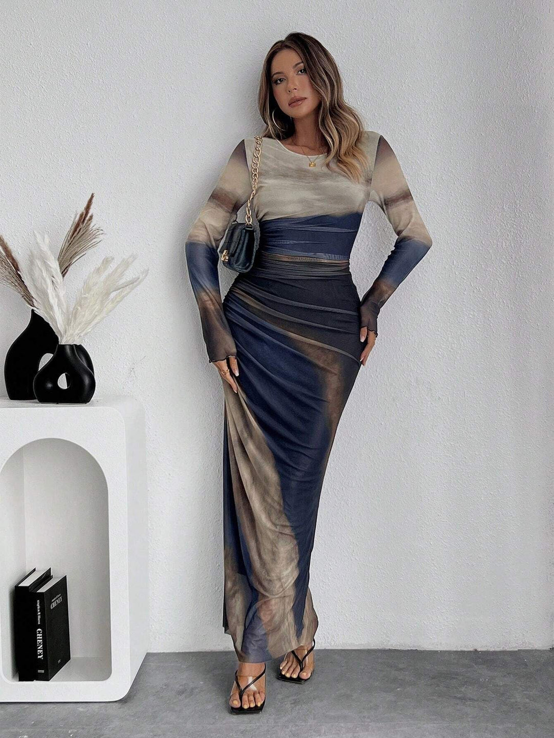 Tahlia | Printed Long Sleeve Maxi Dress