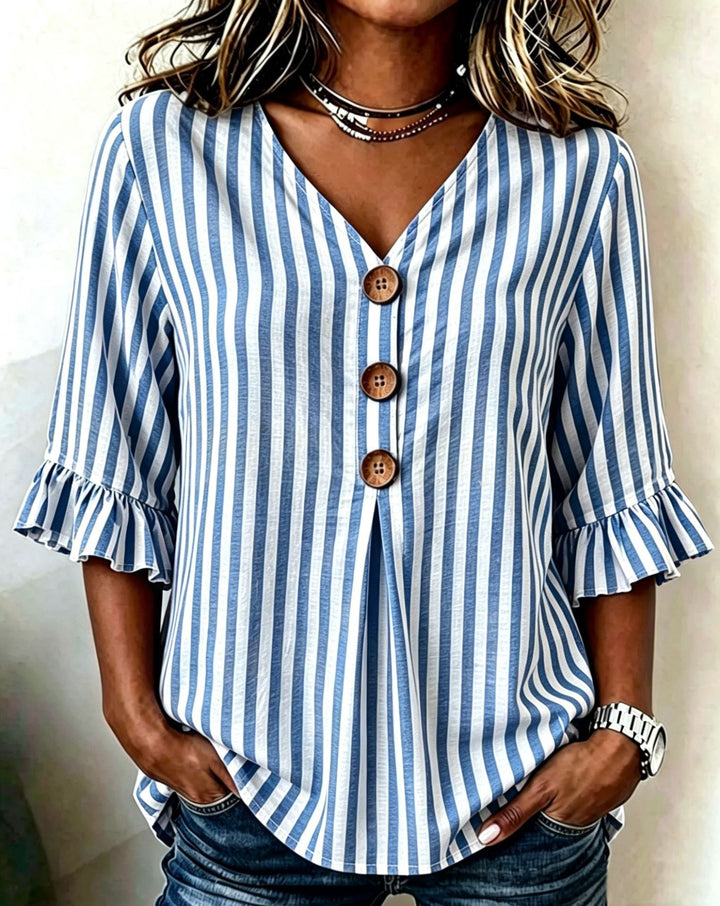 Maribel | Striped Ruffle Sleeve Blouse