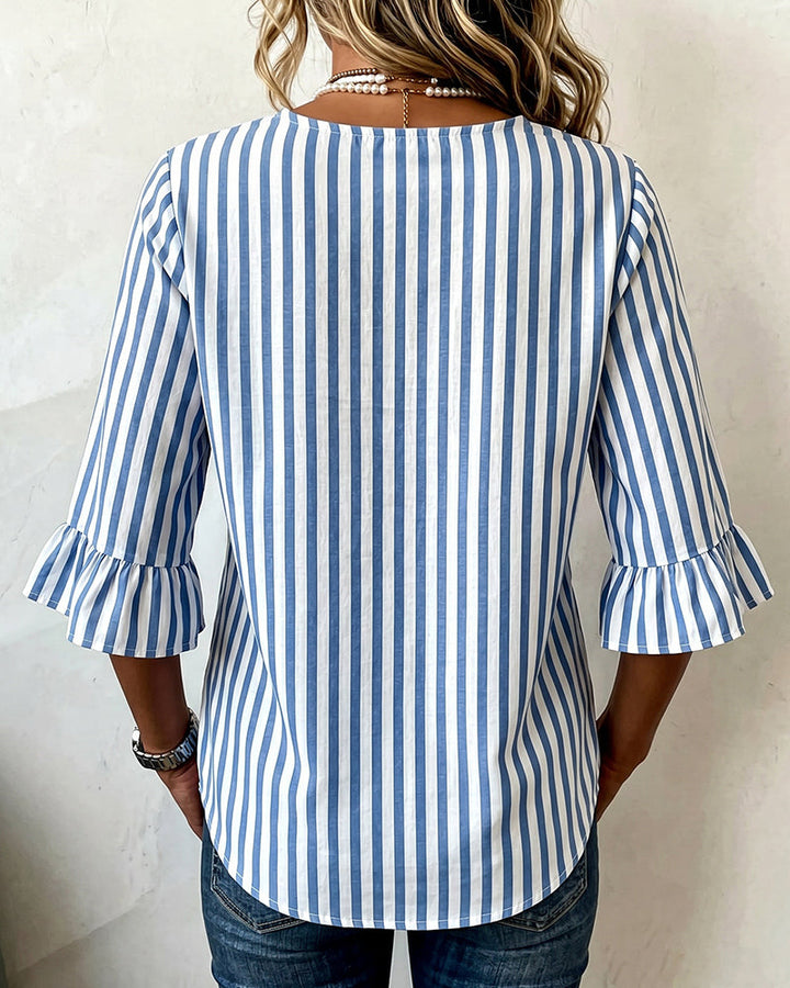 Maribel | Striped Ruffle Sleeve Blouse