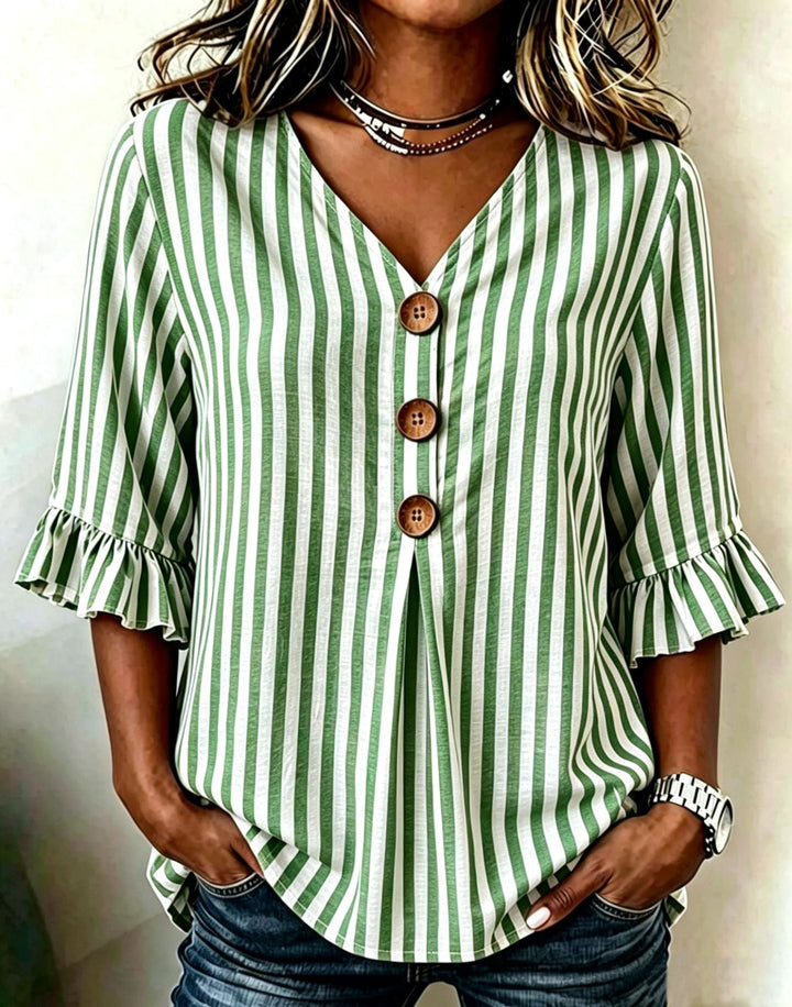 Maribel | Striped Ruffle Sleeve Blouse