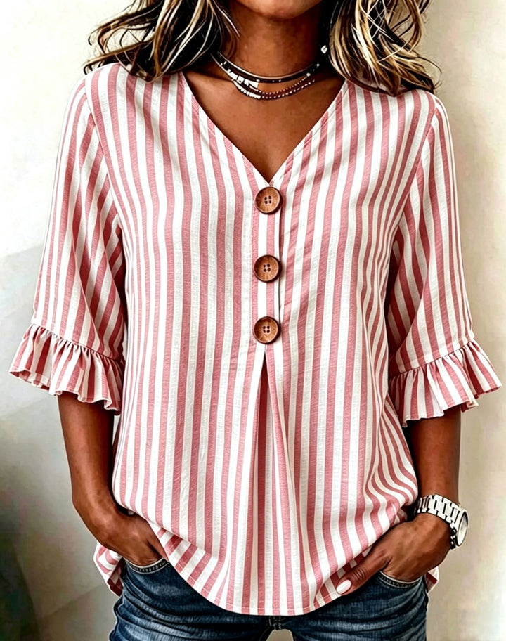 Maribel | Striped Ruffle Sleeve Blouse