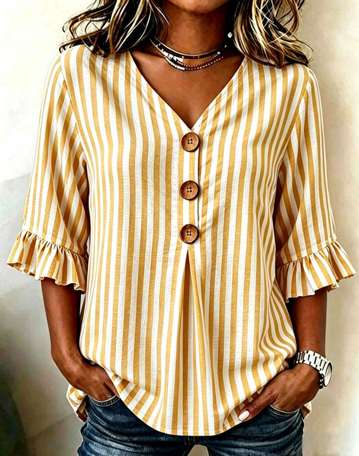 Maribel | Striped Ruffle Sleeve Blouse