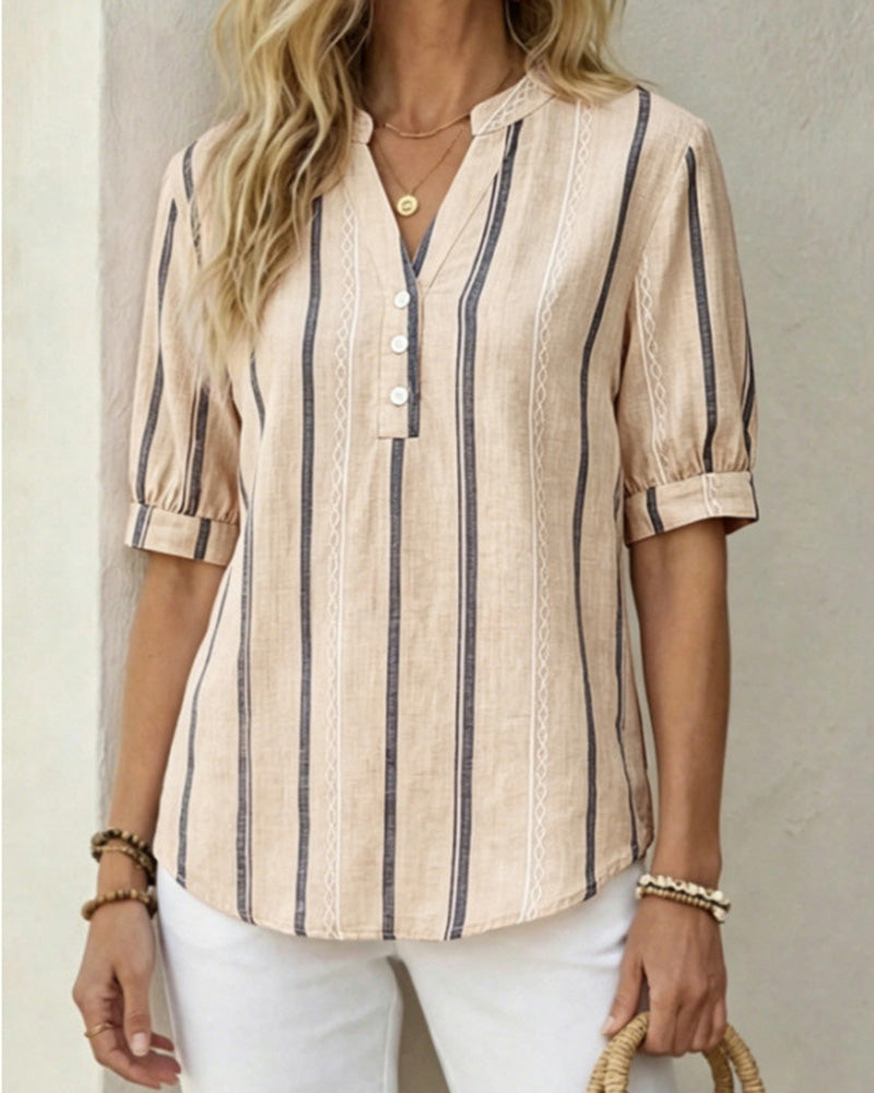Elodie | Striped Button-Up Blouse