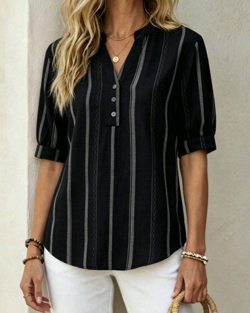 Elodie | Striped Button-Up Blouse