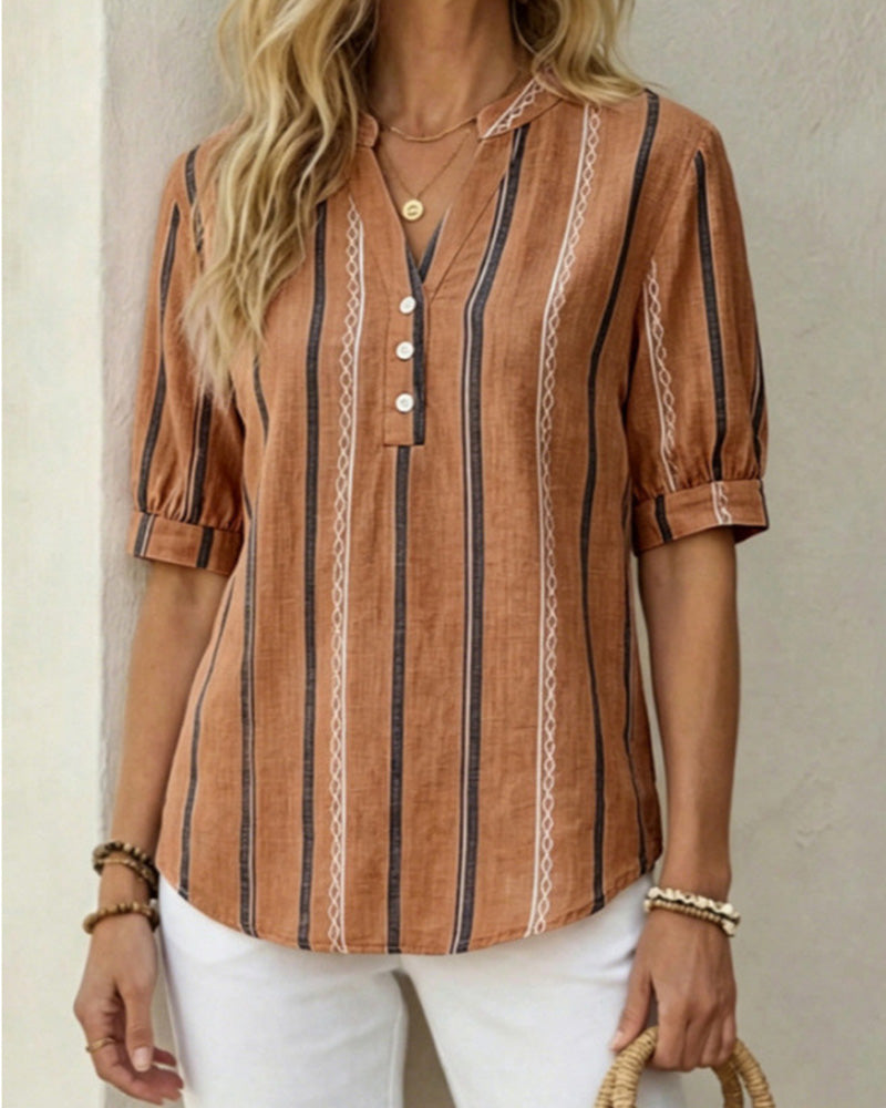 Elodie | Striped Button-Up Blouse