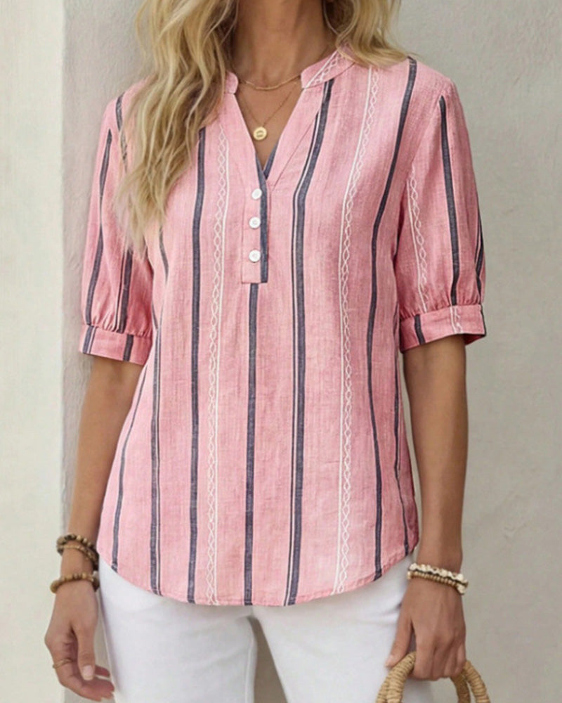 Elodie | Striped Button-Up Blouse