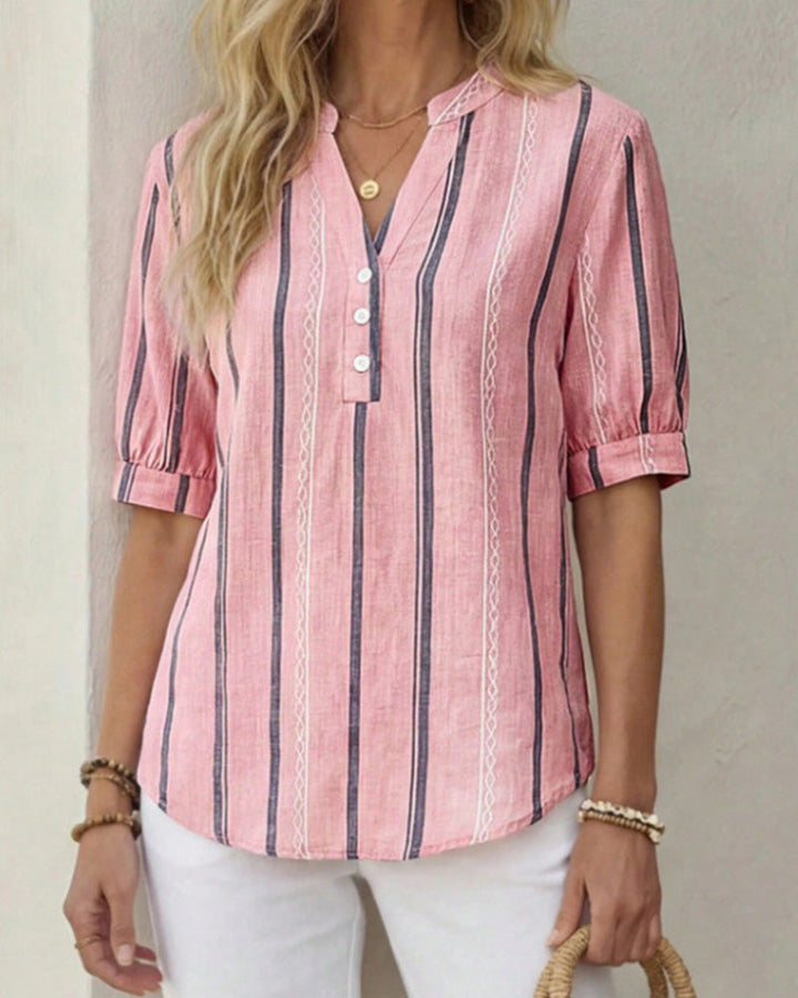 Elodie | Striped Button-Up Blouse