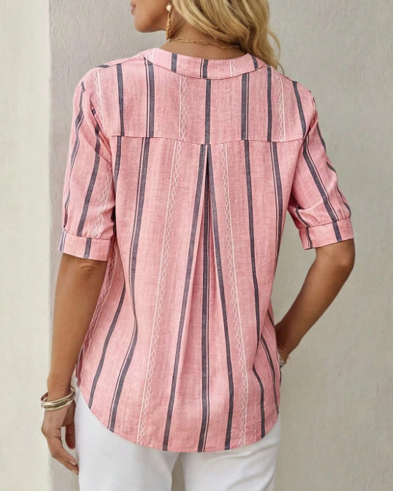 Elodie | Striped Button-Up Blouse