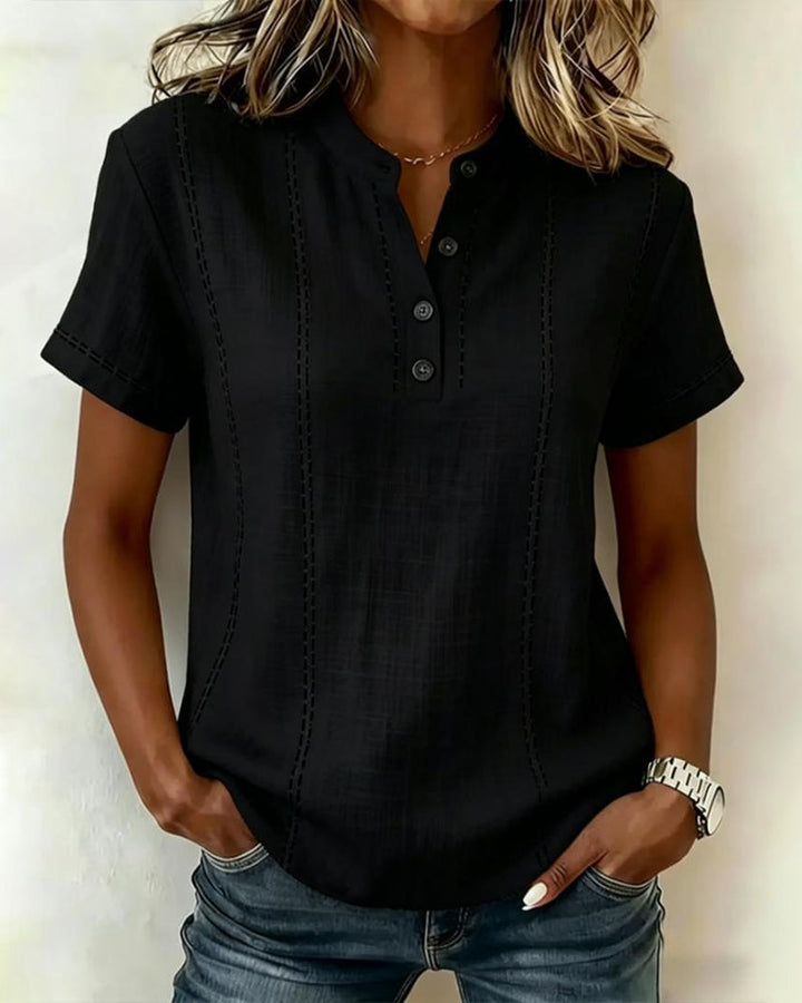 Margot | Contrast Stitch Henley Top