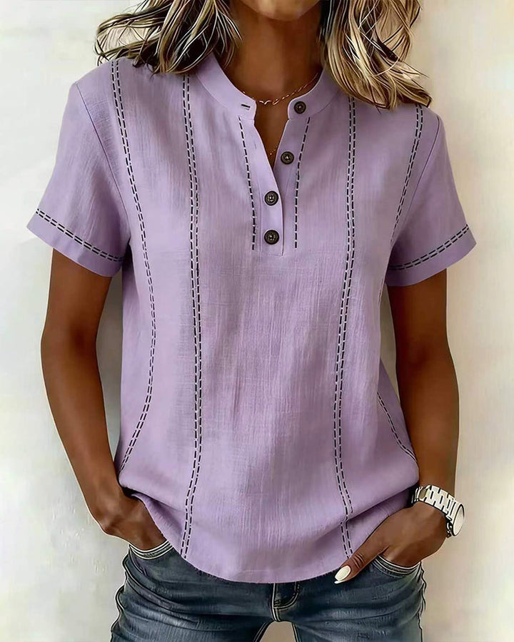 Margot | Contrast Stitch Henley Top
