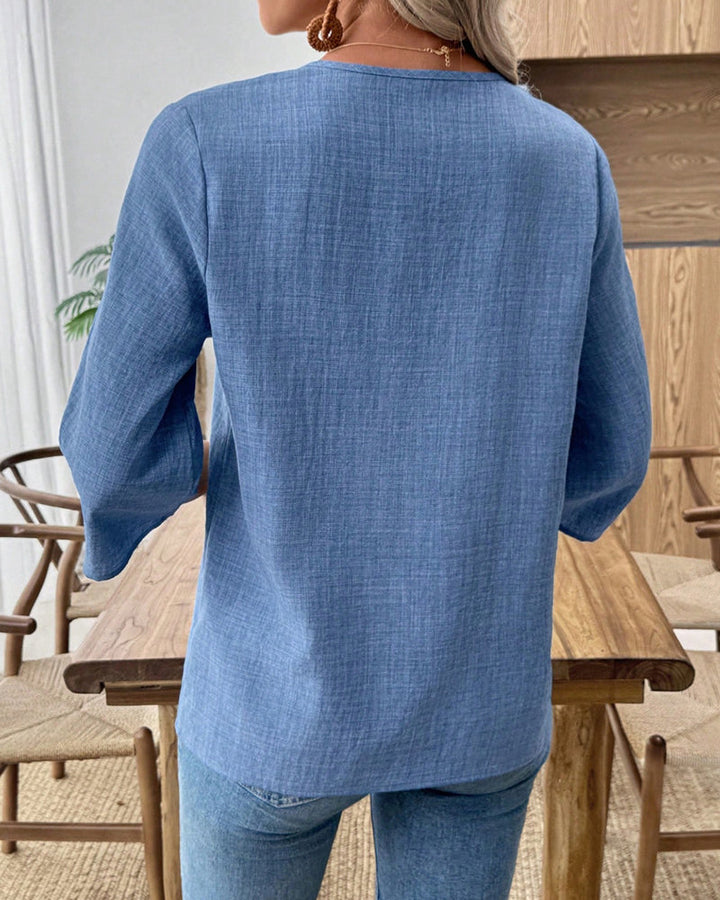 Lorraine | Lace Panel Henley Blouse