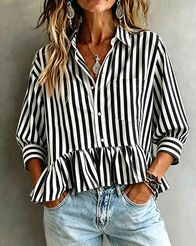 Odette | Striped Peplum Blouse
