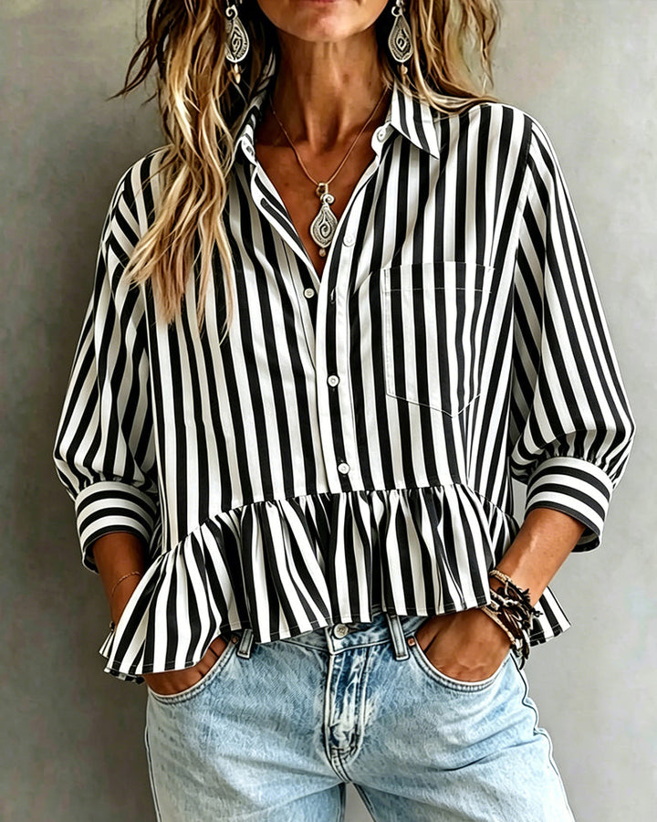 Odette | Striped Peplum Blouse