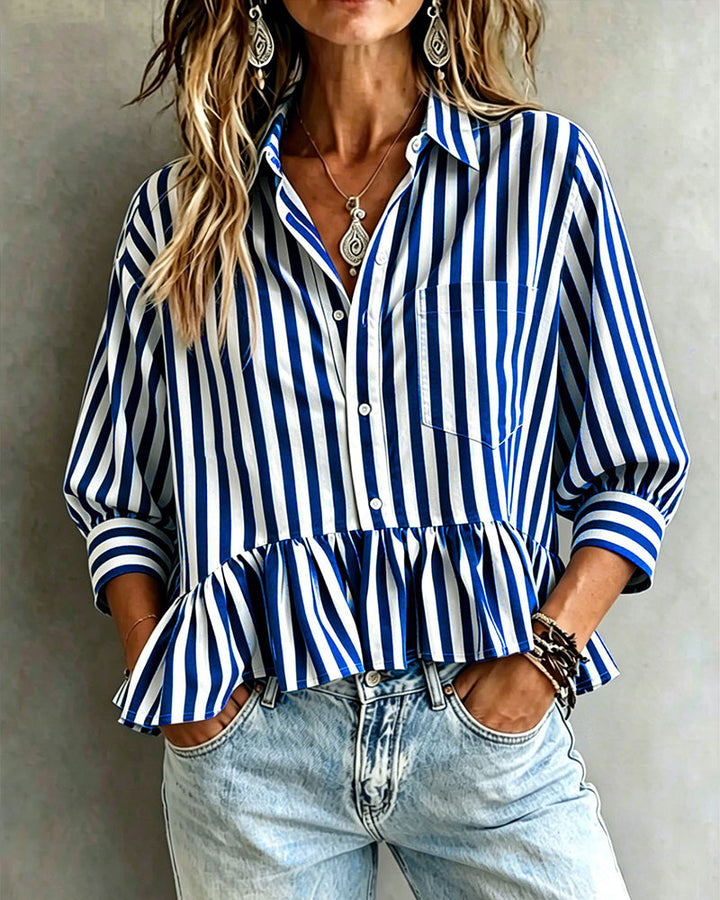 Odette | Striped Peplum Blouse