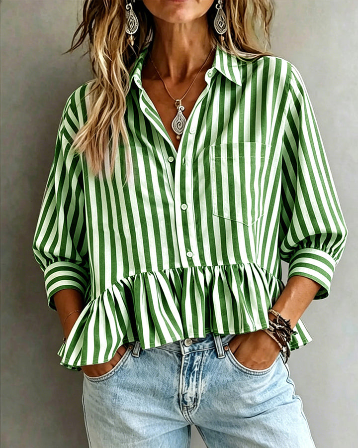 Odette | Striped Peplum Blouse