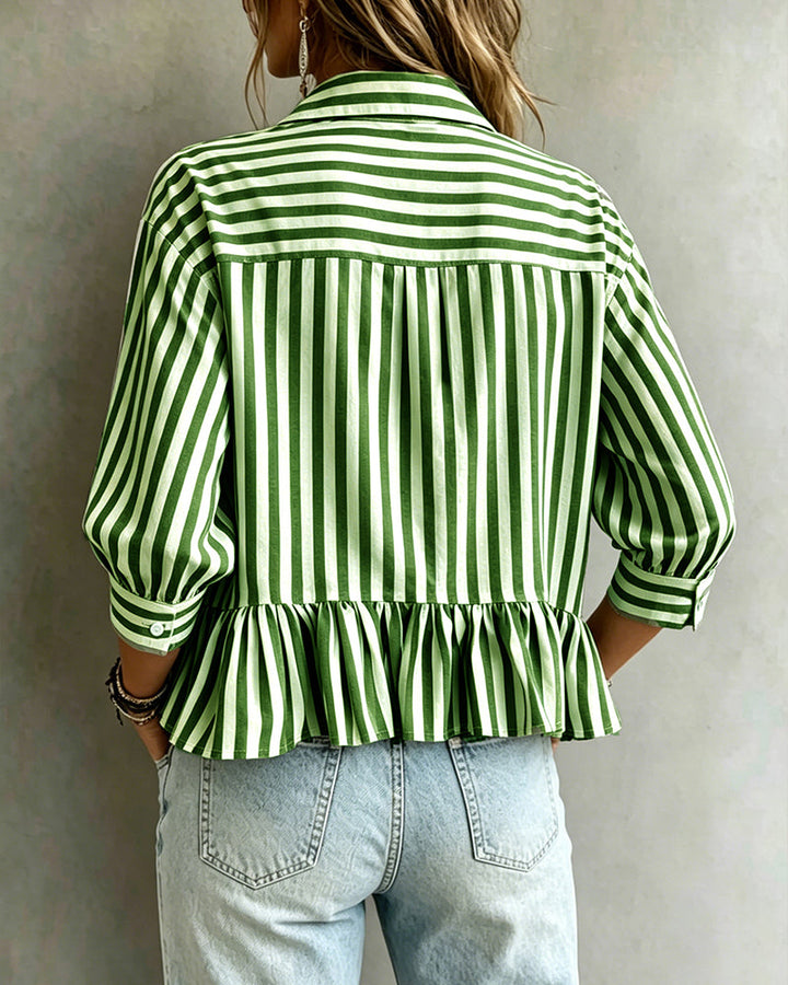 Odette | Striped Peplum Blouse