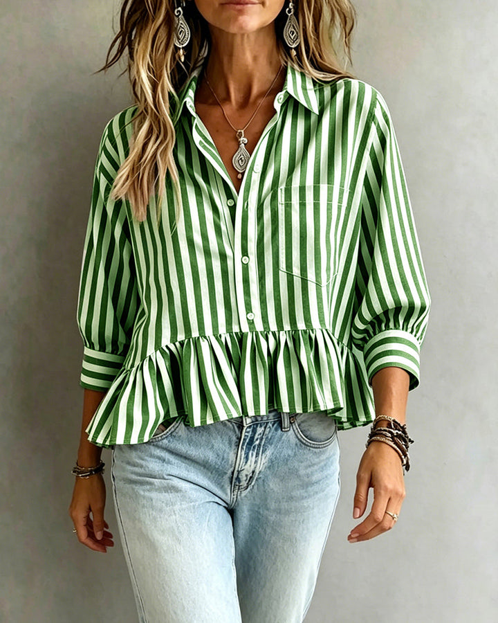 Odette | Striped Peplum Blouse