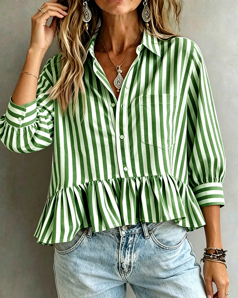 Odette | Striped Peplum Blouse