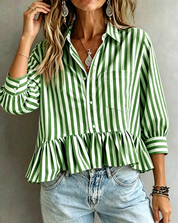 Odette | Striped Peplum Blouse