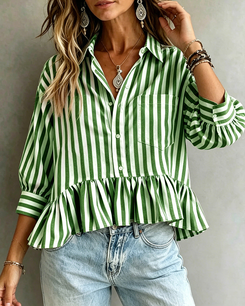 Odette | Striped Peplum Blouse