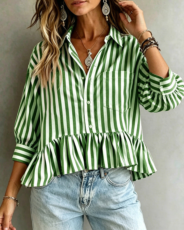 Odette | Striped Peplum Blouse