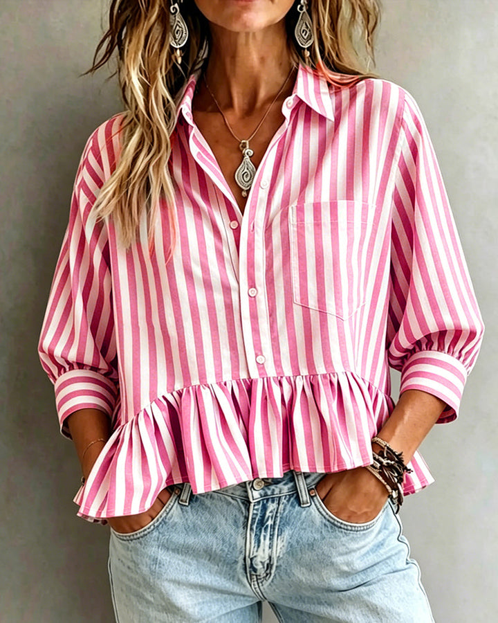 Odette | Striped Peplum Blouse