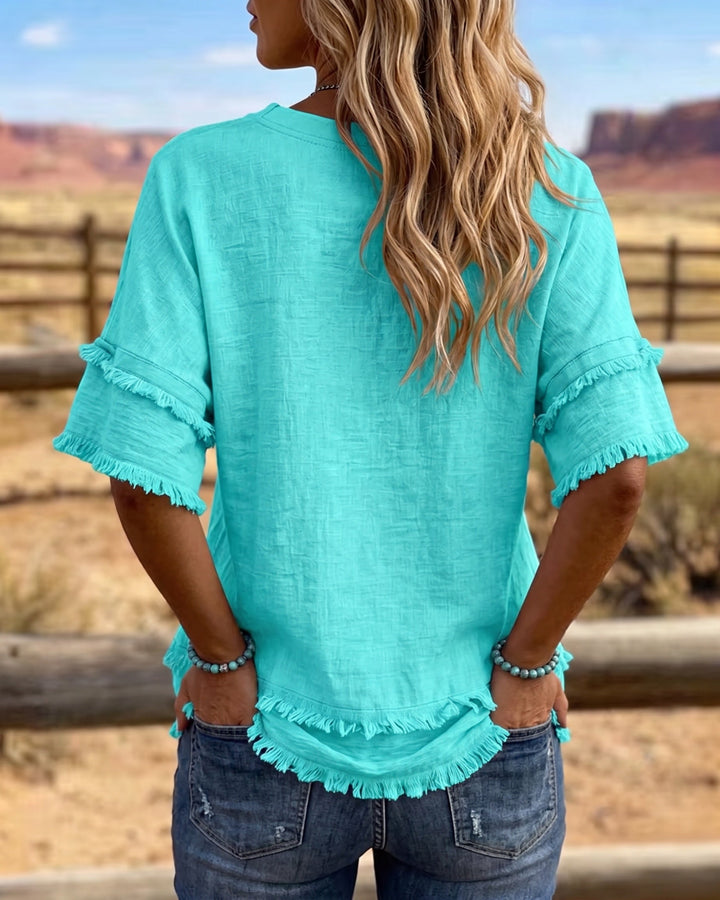 Marlowe | Frill Trim V-Neck Blouse