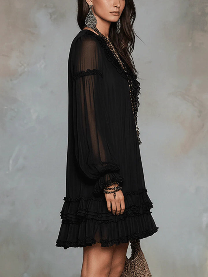 Noelle | Ruffle Trim Mini Dress