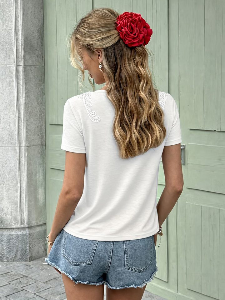 Lucille | Lace Trim Short Sleeve Tee