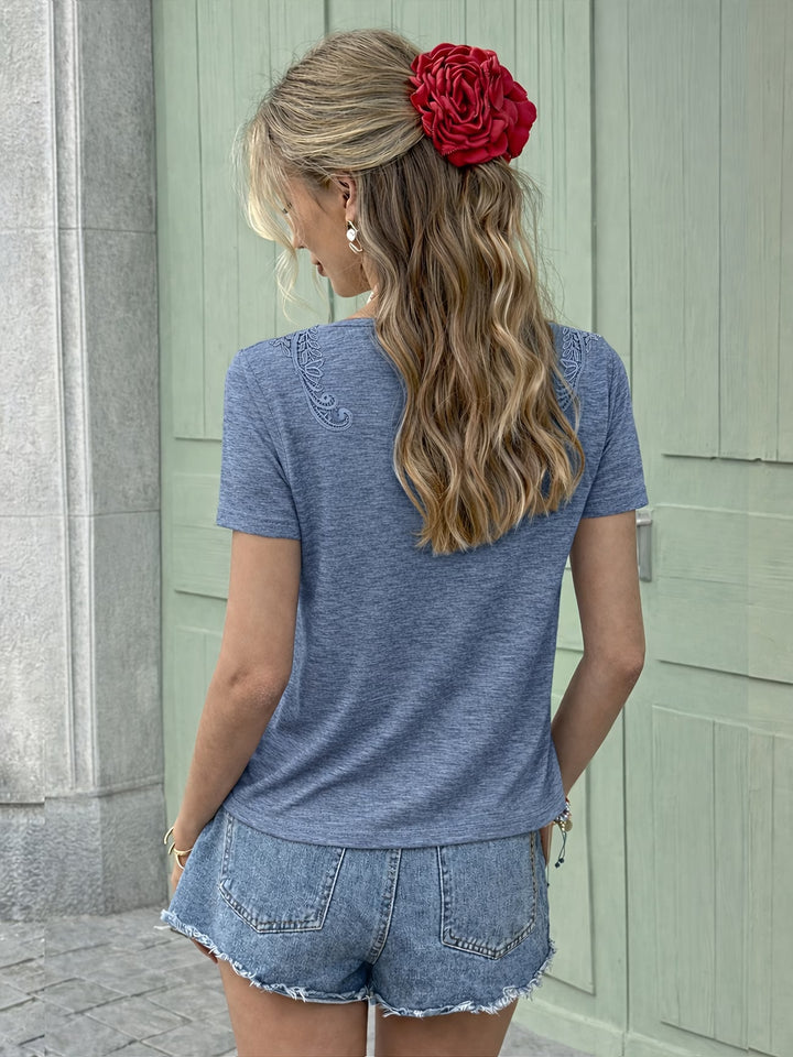 Lucille | Lace Trim Short Sleeve Tee