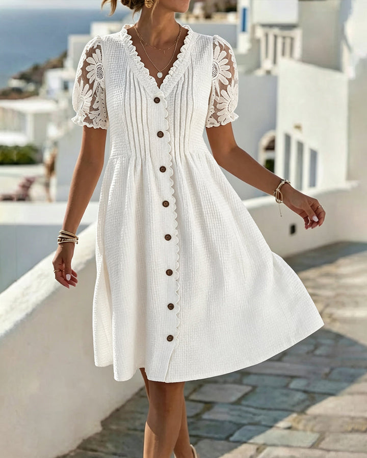 Amelie | Lace Trim Midi Dress