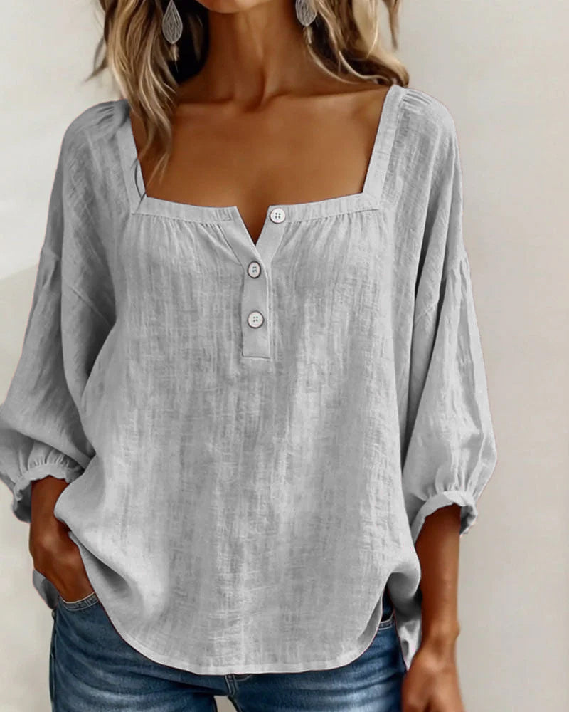Overview of the yellow Anya blouse, highlighting its comfortable regular fit.
