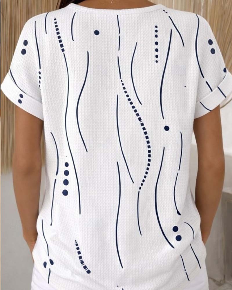 Evelyn | Printed Button Detail Tee