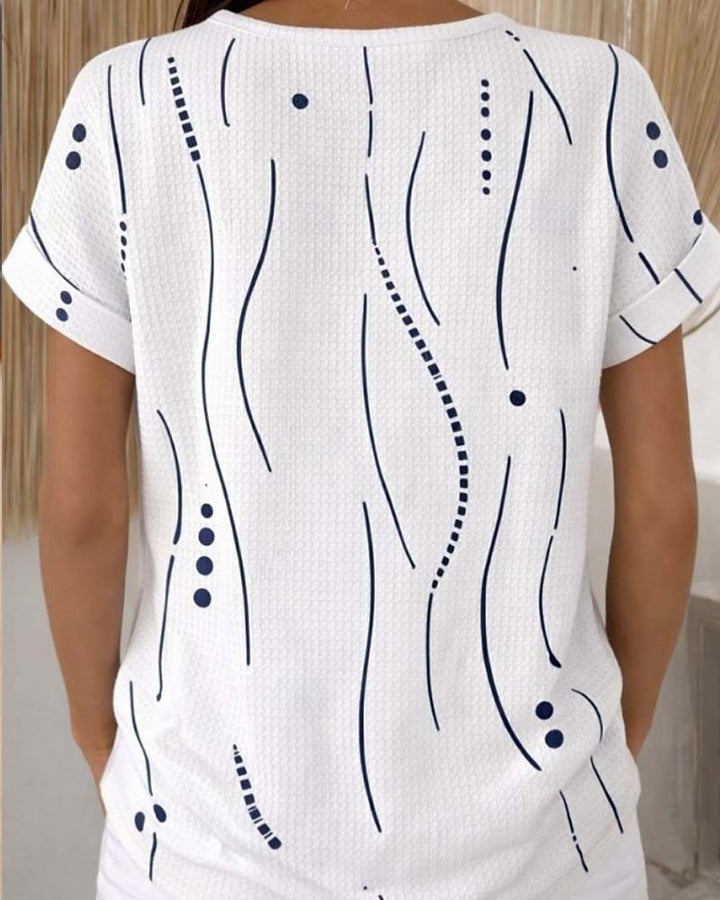 Evelyn | Printed Button Detail Tee