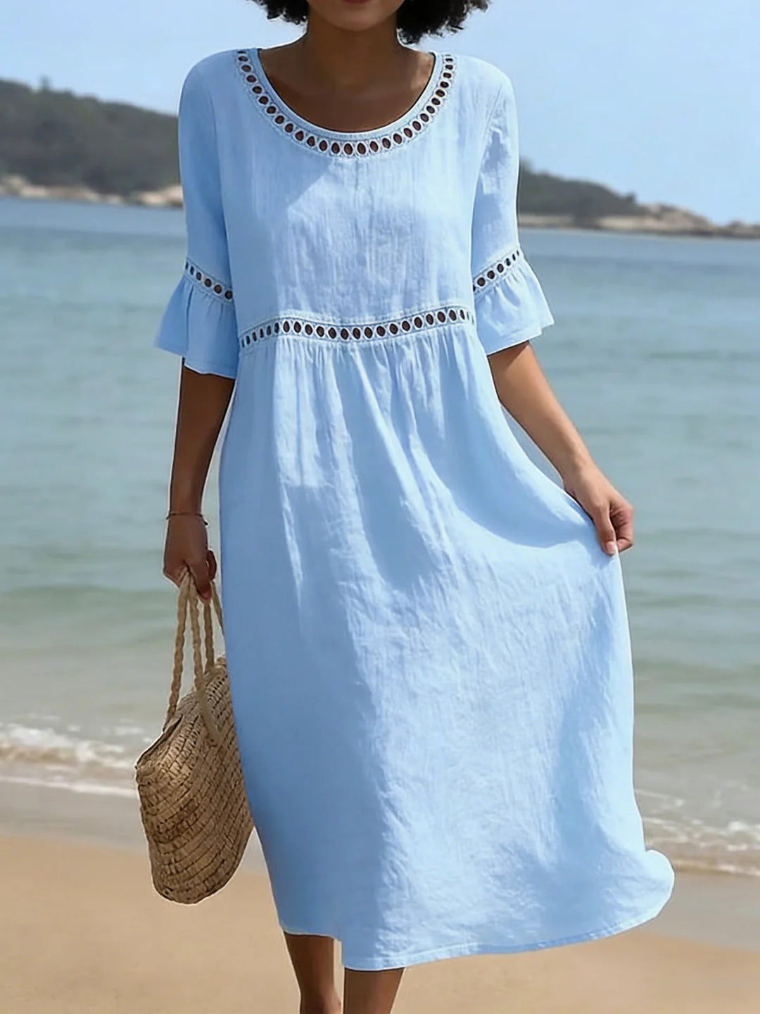 Marina | Lace Trim Relaxed Midi Dress