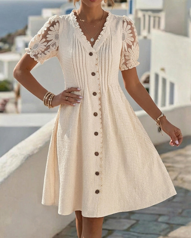 Amelie | Lace Trim Midi Dress