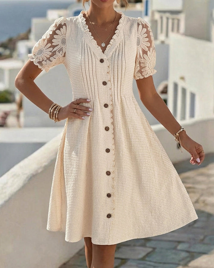 Amelie | Lace Trim Midi Dress