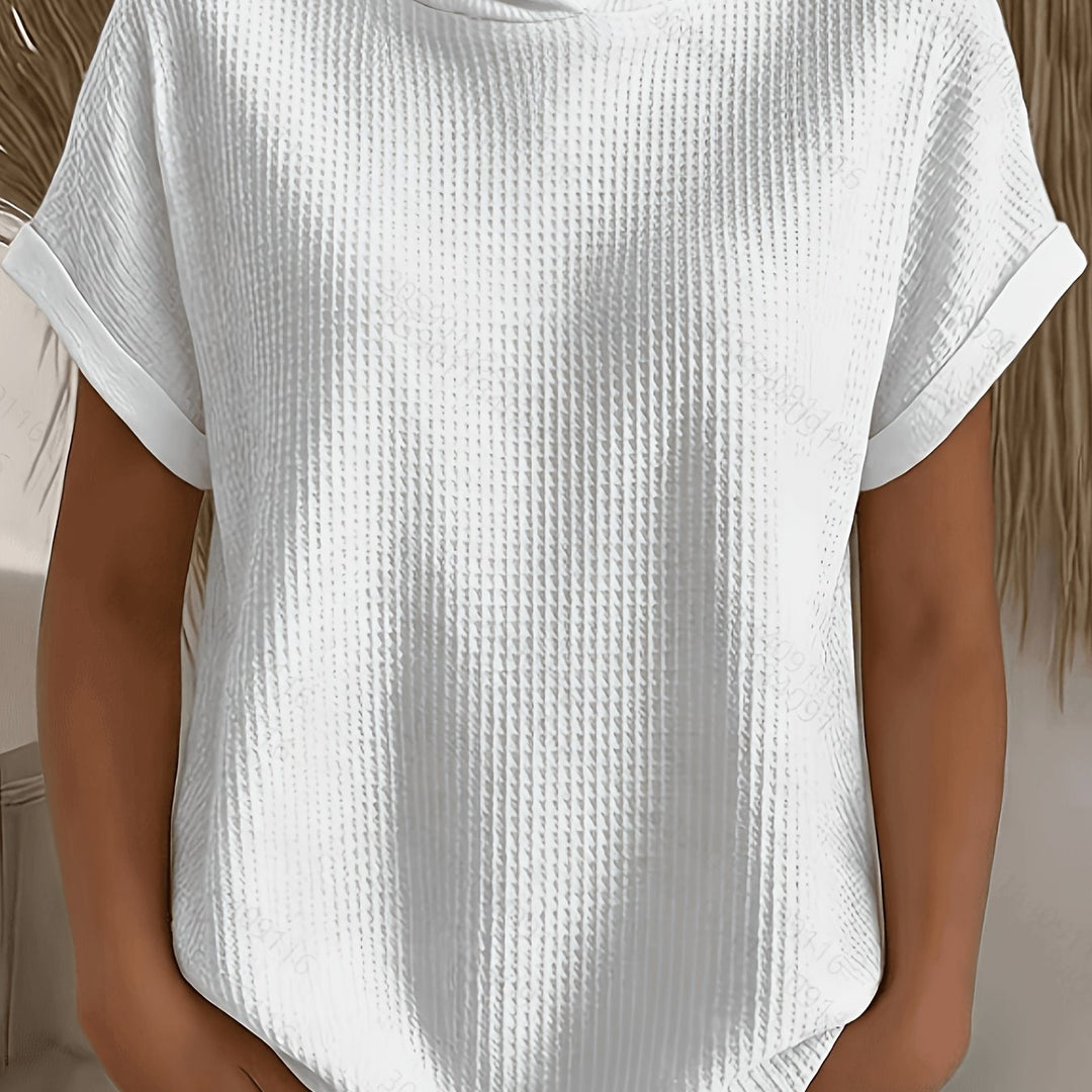 Harlow | Waffle Hooded Short Sleeve Top