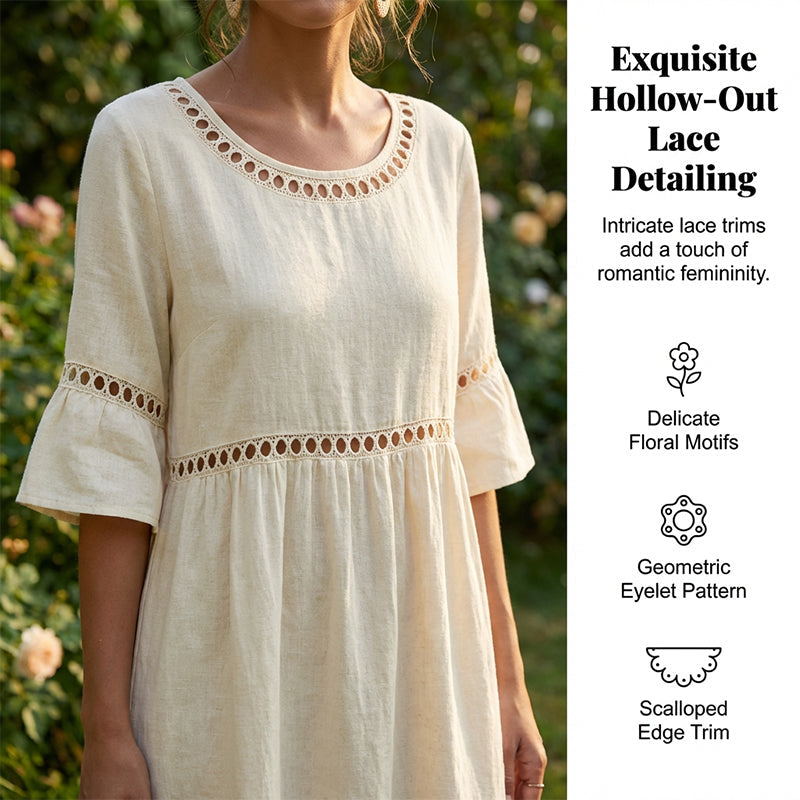 Marina | Lace Trim Relaxed Midi Dress