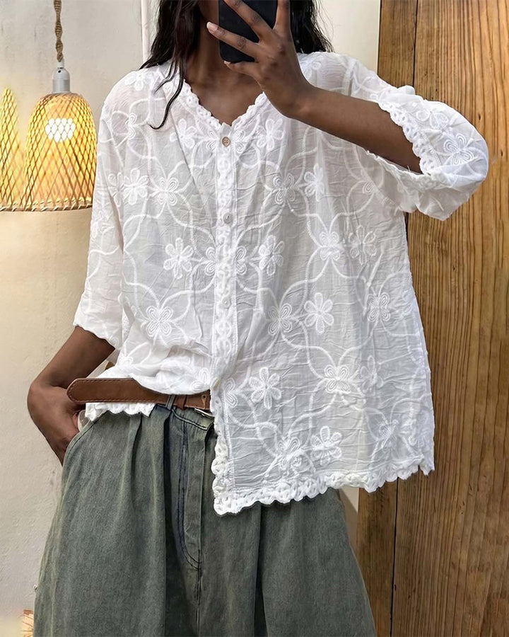 Elise | Embroidered Lace Blouse