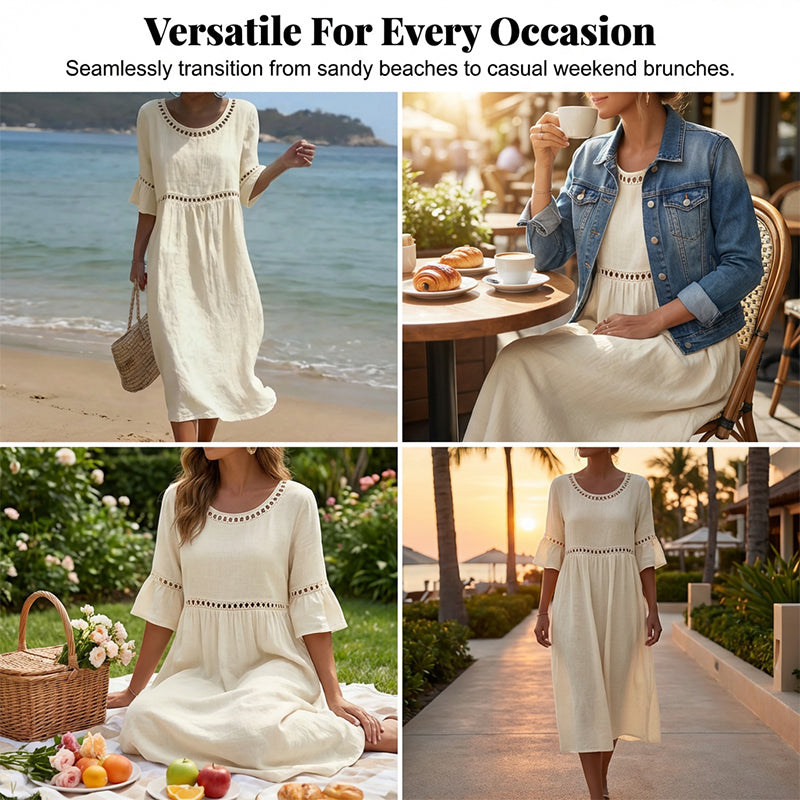 Marina | Lace Trim Relaxed Midi Dress