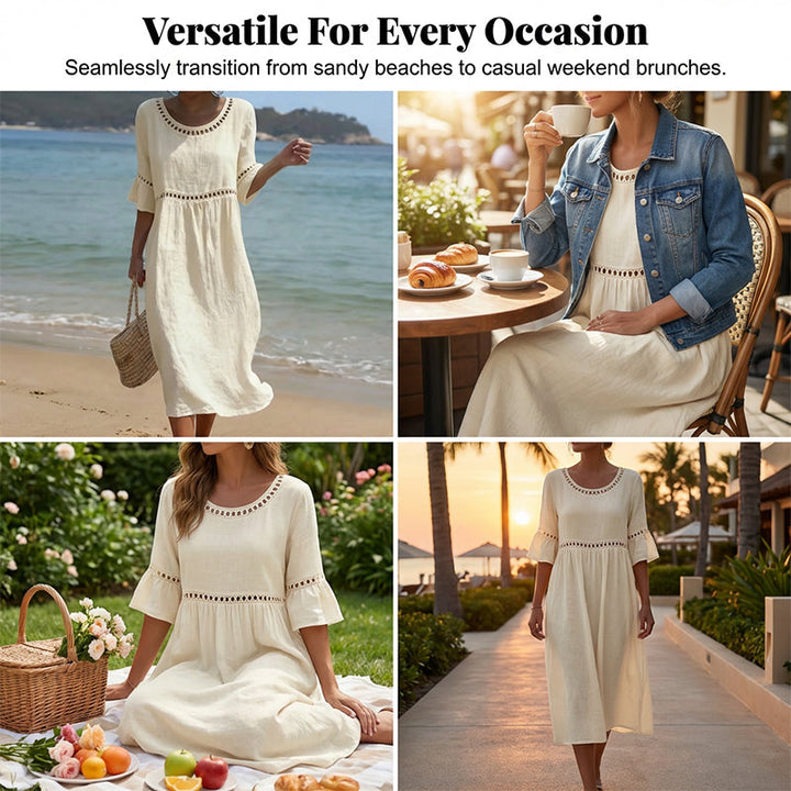 Marina | Lace Trim Relaxed Midi Dress