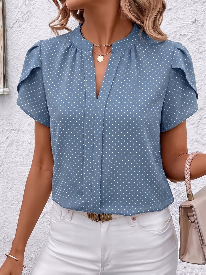 Amara | Polka Dot Petal Sleeve Blouse